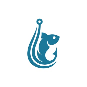 Animal Fish With Hook Needle Modern Creative Logo vector