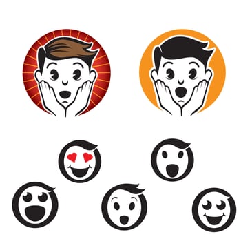 boy faces logo symbol set vector