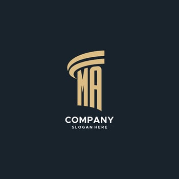 MA monogram with pillar icon design, luxury and modern legal logo design ideas vector