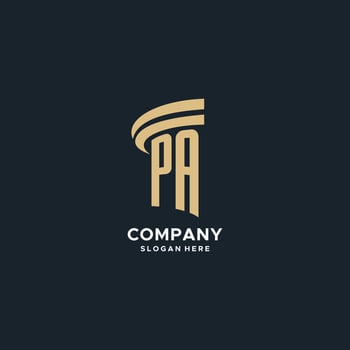 PA monogram with pillar icon design, luxury and modern legal logo design ideas vector