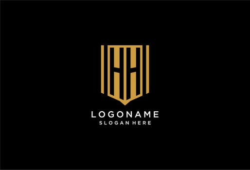 HH monogram logo with geometric shield icon design vector