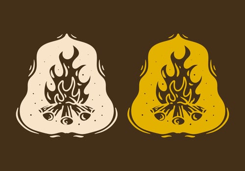 Mono line art illustration of a bonfire vector