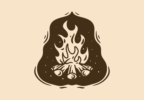 Mono line art illustration of a bonfire vector