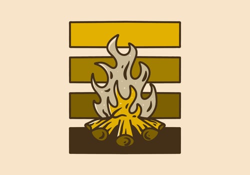 Mono line art illustration of a bonfire vector