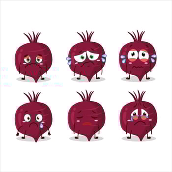 Beet root cartoon character with sad expression vector