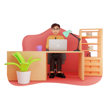 Coworking Space 3D Character Illustration png