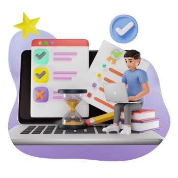 Online Examination 3D Character Illustration png