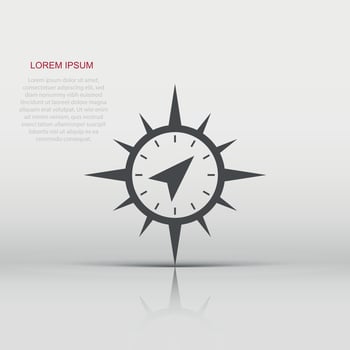 Global navigation icon in flat style. Compass gps vector illustration on white isolated background. Location discovery business concept.