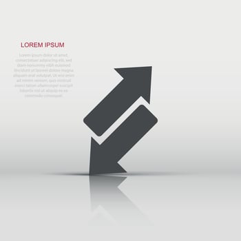 Reverse arrow sign icon in flat style. Refresh vector illustration on white isolated background. Reload business concept.