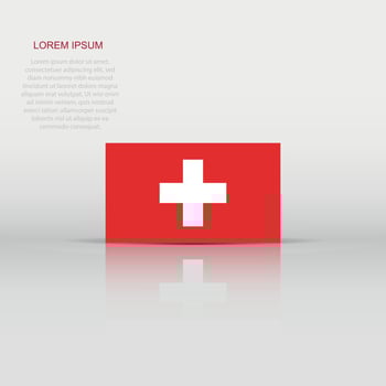 Switzerland flag icon in flat style. National sign vector illustration. Politic business concept.