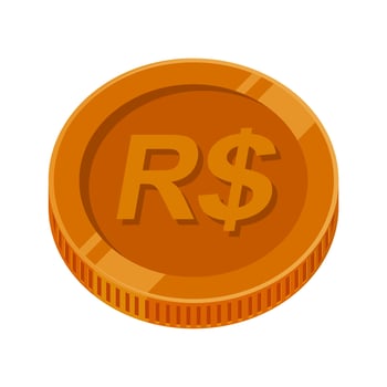Bronze Coin Real Brazilian Money Copper Vector