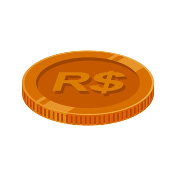 Real Brazilian Coin Bronze BRL Copper Money Vector