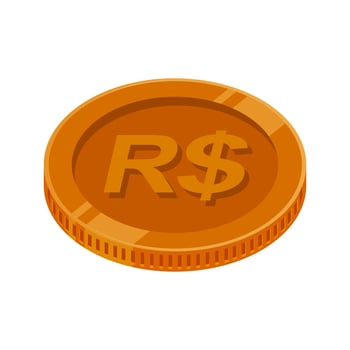 Bronze Coin Real Brazilian Money Copper Vector