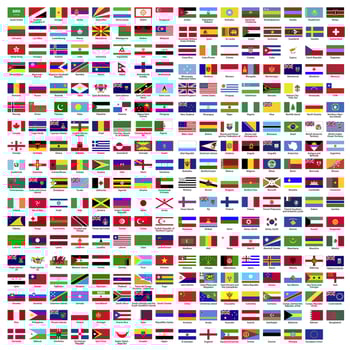 287 world country flags collection flat vector