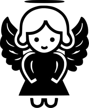 Angel, Black and White Vector illustration