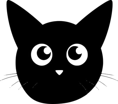 Black Cat, Black and White Vector illustration