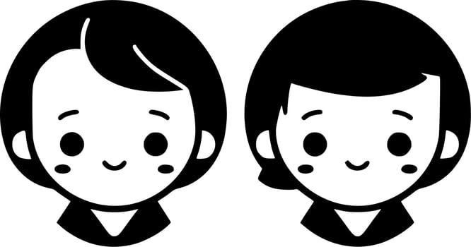 Children, Black and White Vector illustration