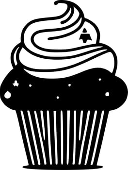 Cupcake - Black and White Isolated Icon - Vector illustration