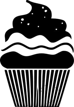 Cupcake, Black and White Vector illustration
