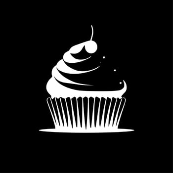 Cupcake - Black and White Isolated Icon - Vector illustration