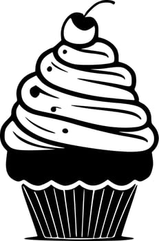 Cupcake, Minimalist and Simple Silhouette - Vector illustration