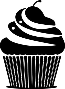 Cupcake, Minimalist and Simple Silhouette - Vector illustration