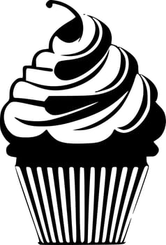 Cupcake, Black and White Vector illustration