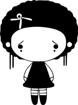 Doll - Black and White Isolated Icon - Vector illustration