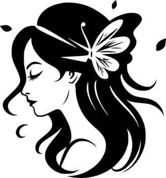 Fairy - Black and White Isolated Icon - Vector illustration