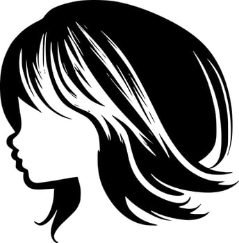 Hair, Black and White Vector illustration