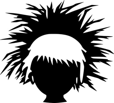 Hair, Black and White Vector illustration