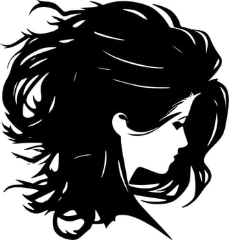 Hair, Black and White Vector illustration