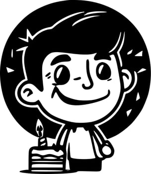 Happy Birthday - Black and White Isolated Icon - Vector illustration