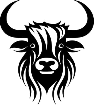 Highland Cow - Black and White Isolated Icon - Vector illustration