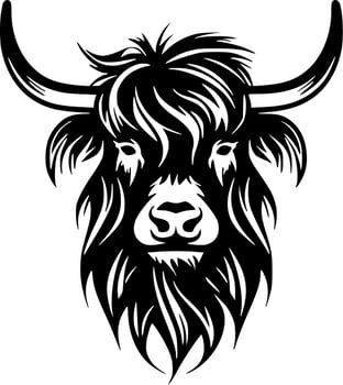 Highland Cow - Minimalist and Flat Logo - Vector illustration