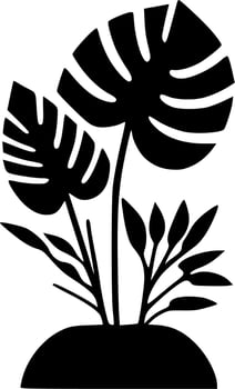 Plant, Black and White Vector illustration