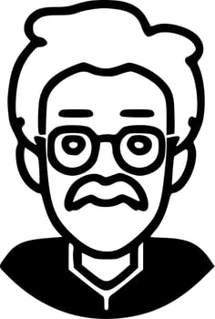 Senior, Black and White Vector illustration