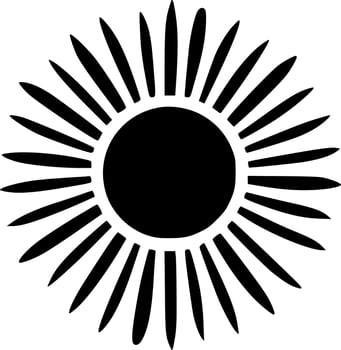Sun, Black and White Vector illustration