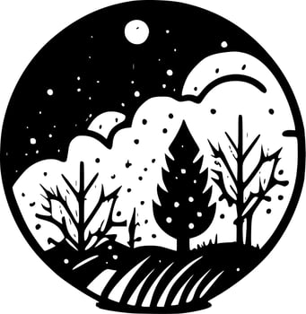 Winter, Black and White Vector illustration