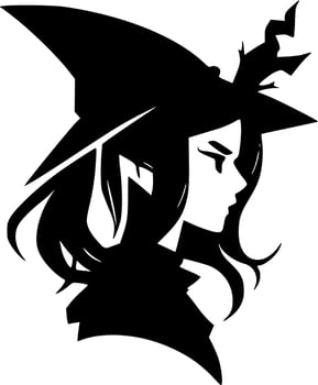 Witch, Black and White Vector illustration