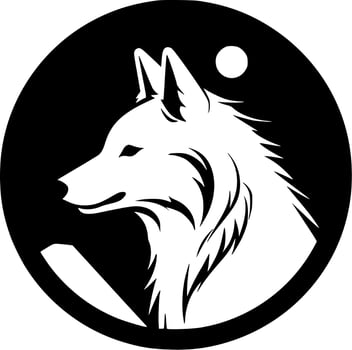 Wolf, Black and White Vector illustration