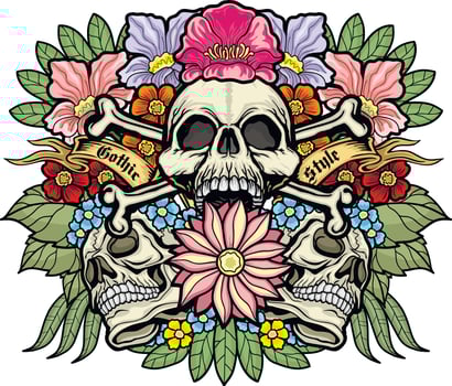 Gothic sign with skull, grunge vintage design t shirts vector