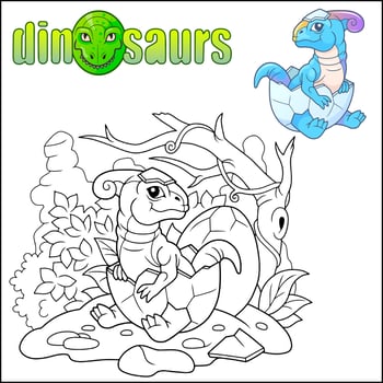 prehistoric cartoon dinosaur coloring book vector