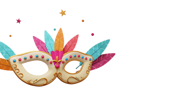 3D Render of Colorful Masquerade Mask Element. png