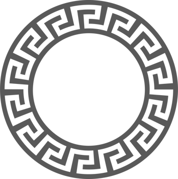 Greek round border. Circle meander frame with ancient ornament. Roman Mediterranean pattern decor. png