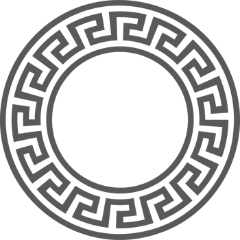 Greek round border. Circle meander frame with ancient ornament. Roman Mediterranean pattern decor. png