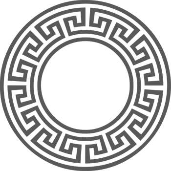 Greek round border. Circle meander frame with ancient ornament. Roman Mediterranean pattern decor. png