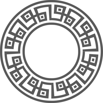 Greek round border. Circle meander frame with ancient ornament. Roman Mediterranean pattern decor. png