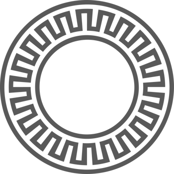 Greek round border. Circle meander frame with ancient ornament. Roman Mediterranean pattern decor. png