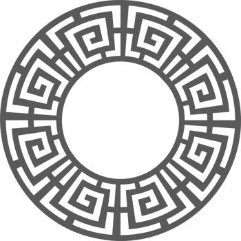 Greek round border. Circle meander frame with ancient ornament. Roman Mediterranean pattern decor. png